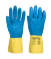 Double layered latex glove Yellow/Blue