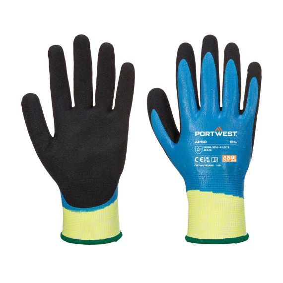 Guanto Aqua Cut Pro impermeabile gauge 13 senza cuciture Blu/Nero PORTWEST AP50