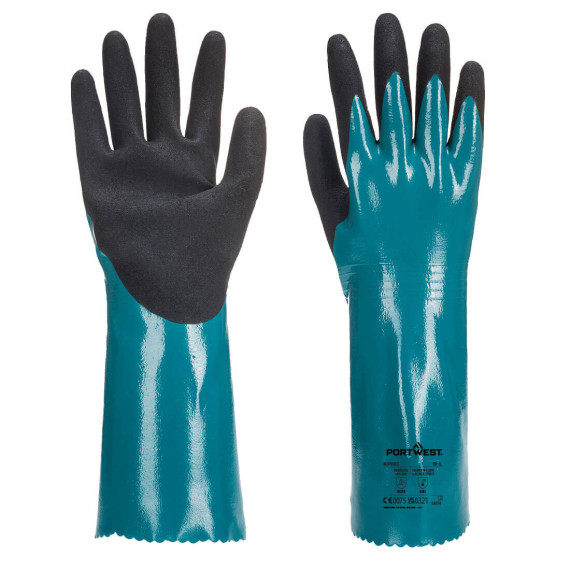 Luvas de proteção para manuseio químico Sandy Grip Lite Azul/Preto PORTWEST AP60