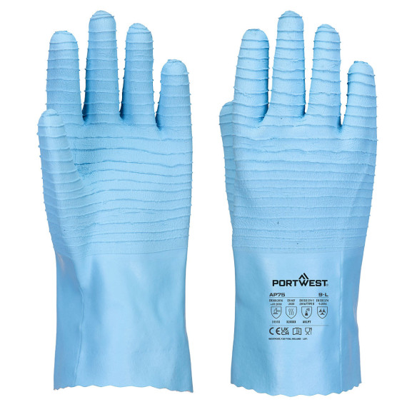 Guante FD Chemical B Latex para indústria alimentar Azul PORTWEST AP75