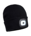 Chapéu quente Beanie com LED recarregável por USB PORTWEST B029