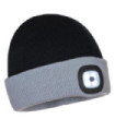 Chapeau bicolore avec LED rechargeable Noir/Grise B034