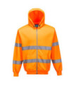 High visibility hooded sweatshirt with front zip - B305