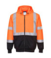 Two-tone high visibility sweatshirt, with hood and zipper - B315