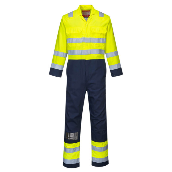 Tuffatore di alta visibilità giallo fluoruro/blu marino antistatico Bizflame Pro PORTWEST BIZ7