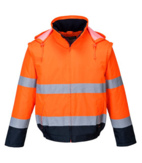 Veste 2 en 1 haute visibilité avec capuche et manches amovibles Contrast Essential Lite PORTWEST C464