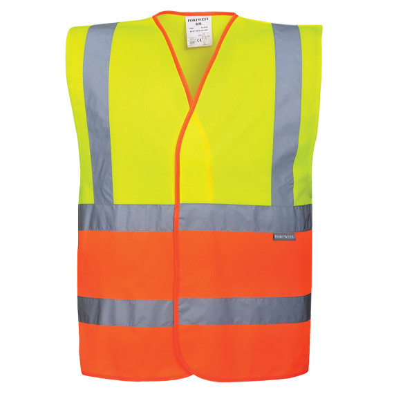 Zweifarbige A.V. fluoreszierende Weste mit reflektierenden Streifen, gelb-orange PORTWEST C481