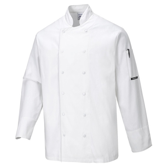 Chaqueta de chef  manga larga Dundee transpirable color blanco PORTWEST C773