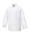 Colete de cozinha 100% Algodão Sussex transpiravel, manga longa branca PORTWEST C836