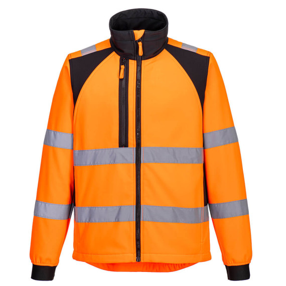 High Visibility waterproof jacket made of eco-friendly fabric, fluorescent closure detail PORTWEST CD875
