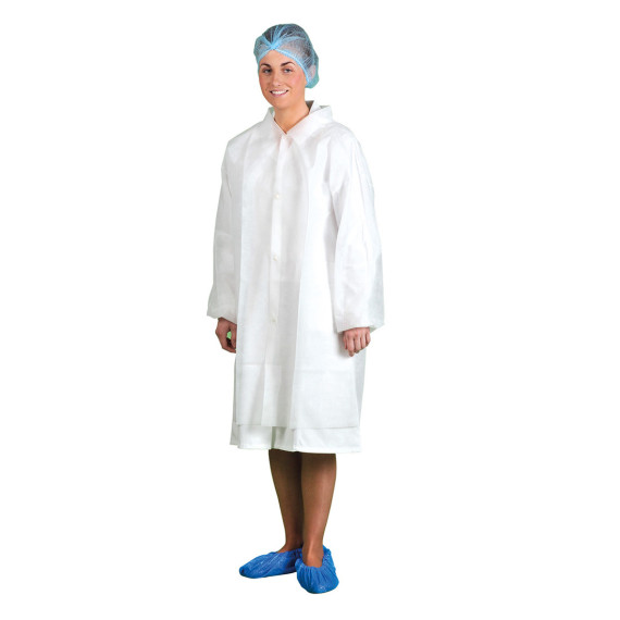 Bata en PP avec ouverture frontale pour visites, jetable, blanc PORTWEST D118