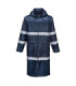 Classic long navy blue Iona raincoat with reflective strips PORTWEST F438