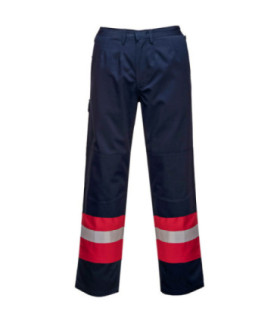 Pantalão Bizflame Plus Regular azul marinho combinado com fitas refletoras PORTWEST FR56