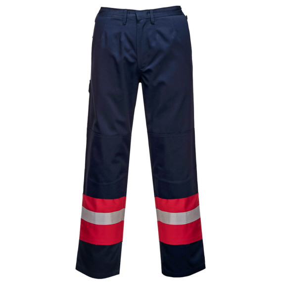 Pantalão Bizflame Plus Regular azul marinho combinado com fitas refletoras PORTWEST FR56