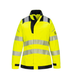Jaqueta de proteção fluorescente com fitas refletoras, Modaflame ambiente multirisco PW3 PORTWEST FR715