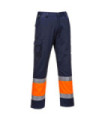 Pantalón ligero bicolor Combat con bolsillos laterales, de alta visibilidad, negro/ azul marino PORTWEST L049