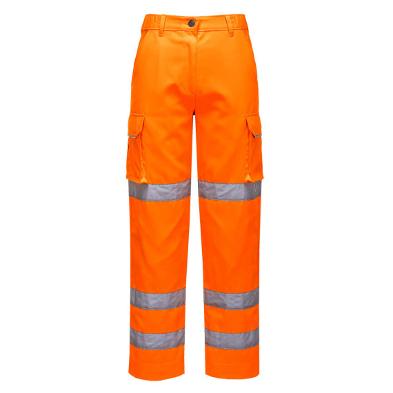 High visibility women's polycotton trousers with pockets and reflective strips PORTWEST LW71