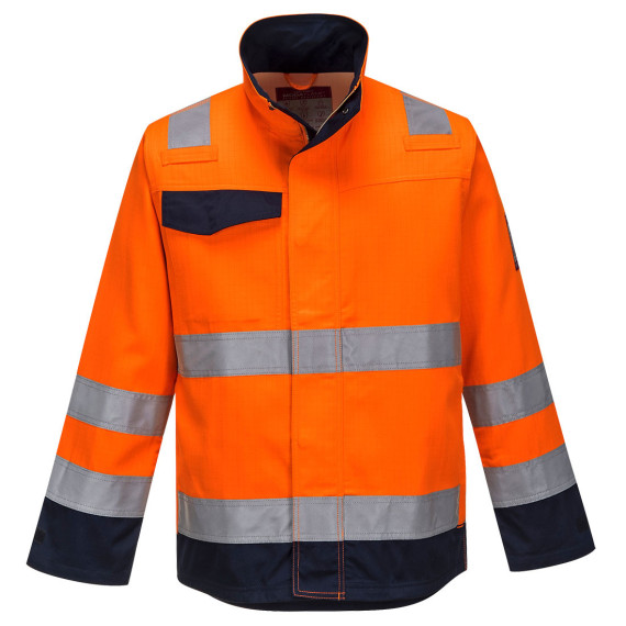Jaqueta Modaflame RIS antistática laranja fluorescente com faixas refletoras PORTWEST MV35