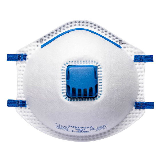 Mascarilla desechable con válvula de exhalación FFP2 PORTWEST  P201 (pack 10 uds)