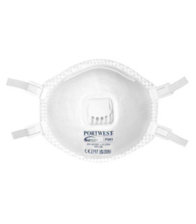 Masque avec valve FFP3 pour poussières, brouillards et fumées PORTWEST P301 (pack de 10 unités)