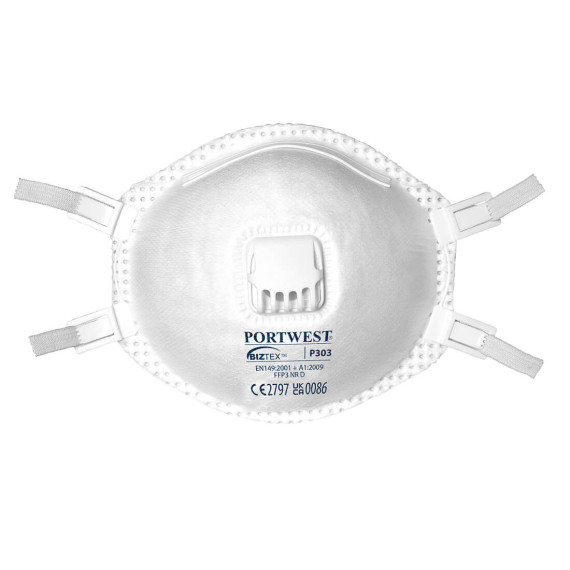 P303WHR_R Mascarilla Dolomite con válvula FFP3, junta interior de espuma PORTWEST P303 (pack de 10)