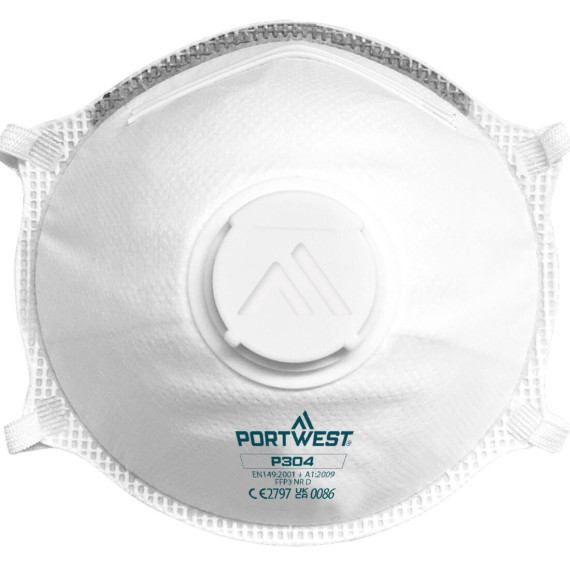 Schutzmaske Dolomite, leicht mit FFP3-Ventil PORTWEST P304 (Packung mit 10 Stück)