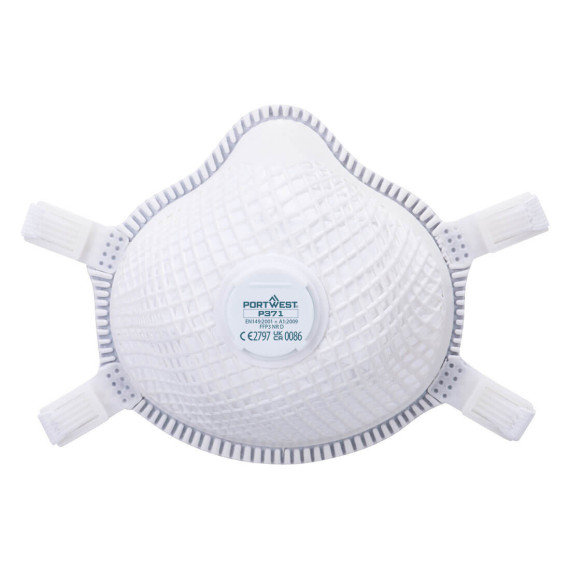 Mascarilha com válvula, ponte nasal e junta facial "O" ERGONET FFP3 PORTWEST P371 (pack de 5)