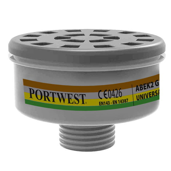 Filtro per gas ABEK2, con filettatura universale PORTWEST P926 (prezzo confezione 4 pz)