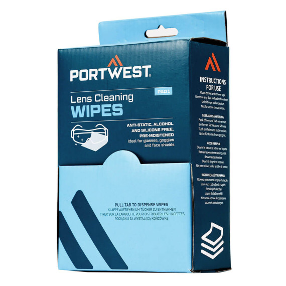 Lens cleaning wipes (glasses and screens) PORTWEST PA01
