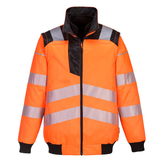 3 in 1 PW3 high visibility waterproof jacket with reflective strips PORTWEST PW302