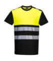 Camiseta bicolor negro + flúor PW3 de alta visibilidad clase 1 de algodón PORTWEST PW311