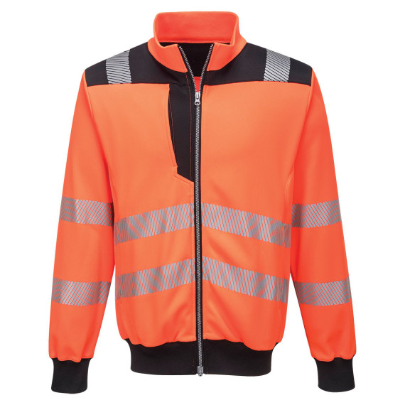 Sweatshirt de haute visibilité avec col et poignets côtelés, fermeture éclair Ezee Zip et 3 poches zippées PORTWEST PW370