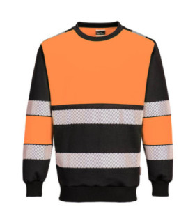 Bicolor fluorescent sweatshirt from A.V Class 1 made of knitted fabric and reflective tapes PORTWEST PW376
