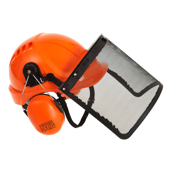 Kit forestale professionale con casco in ABS, cuffie e visiera a rete Combi PORTWEST PW98