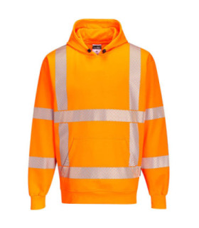 Sudadera casual de trabalho laranja com capuz e fitas refletoras PORTWEST R477