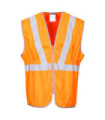 Chaleco longo de alta visibilidade RIS de poliéster cor laranja com fitas refletoras PORTWEST RT20
