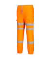 Pantalones deportivos de alta visibilidad de cintura elástica naranja flúor Three Band PORTWEST RT48