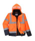 High visibility bicolor waterproof jacket with hood and reflective tapes PORTWEST S266