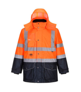 Bicolor 7 in 1 high visibility parka Traffic contrast panels reversible inner jacket PORTWEST S426