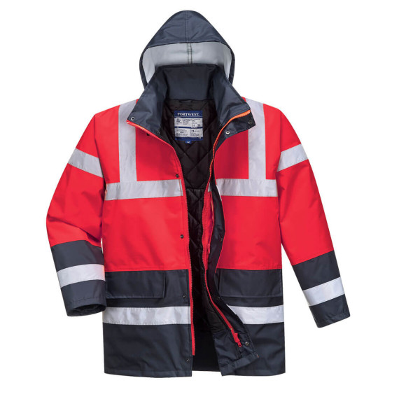 Parka Contrast Traffic bicolor Acabamento do tecido resistente à água, tecido classificado UPS PORTWEST S466