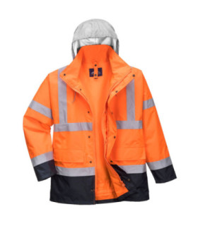Hochsichtbare 4-in-1 Multifunktionsjacke Contrast Traffic mit reflektierender silberner Kapuze PORTWEST S471