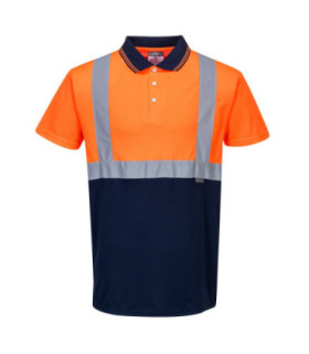 Polo de trabalho bicolor design casual flúor fitas refletoras PORTWEST S479