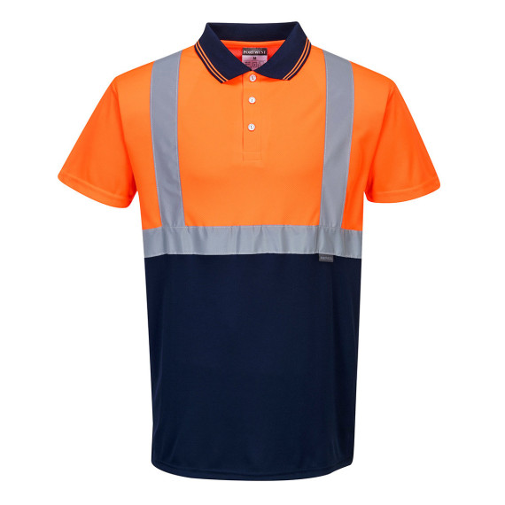 Bicolor work polo casual design fluorescent reflective tapes PORTWEST S479