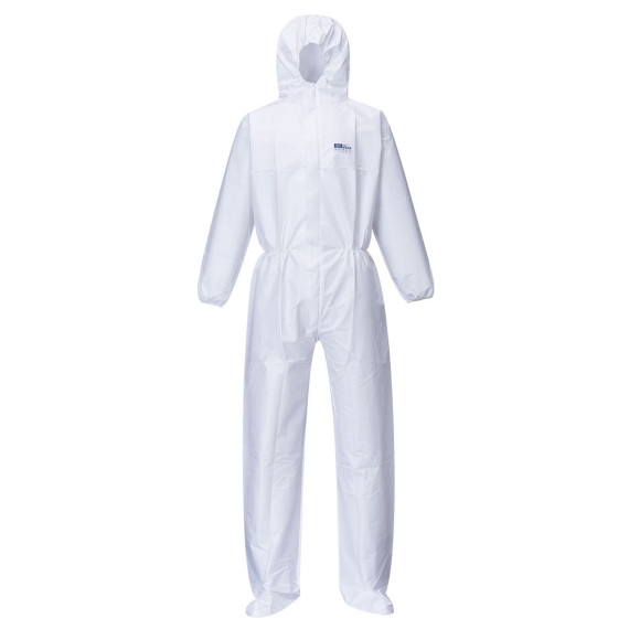 BizTex Microporous Type 5/6 chemical protection coverall, with boot covers size M, white ST41.