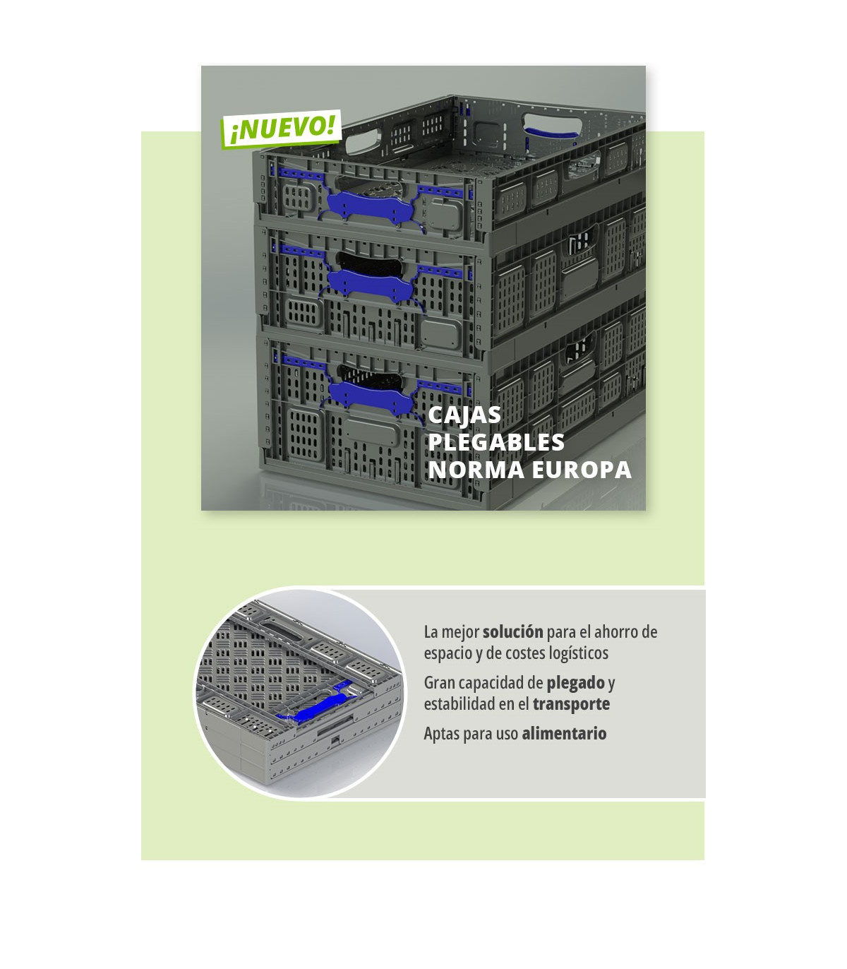 Boîte pliante et empilable NE 6423 pour l'industrie alimentaire DENOX ...