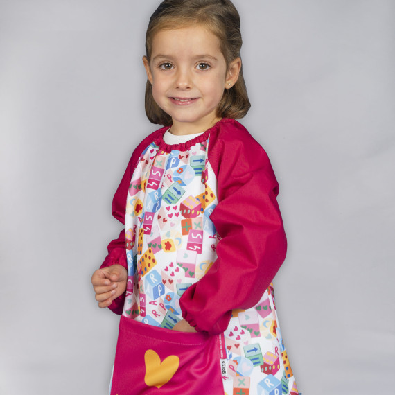 Babi avec poche centrale brodée en tissu plat fuchsia Agatha UNIFORMES GARY'S 300018