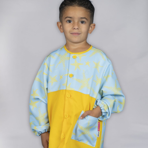 Babi lucero Agatha com fecho frontal e estrelas amarelas em tecido sarja UNIFORMES GARY'S 300017