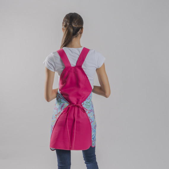 Casula con pennellate di Agatha Ruíz de la Prada fucsia e blu con tasca, in tessuto twill UNIFORMI GARY'S 200041