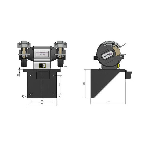 Wall support for OPTIMUM grinder or polisher