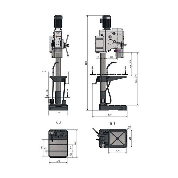Column drill with speed variator DH 32 GSV OPTIMUM